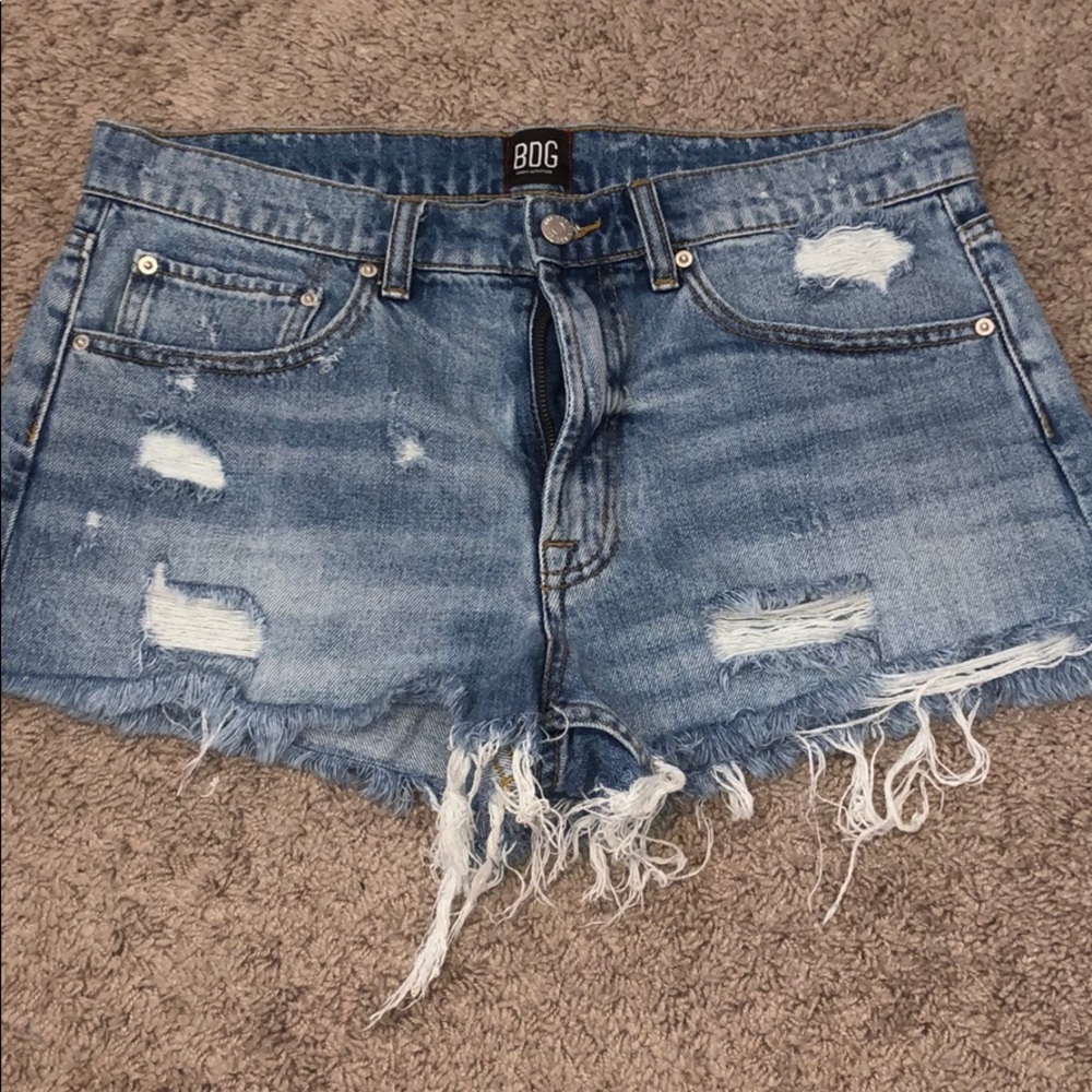 BDG Mid-Rise Distressed Denim Shorts